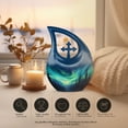 thumbnail image 4 of MUKTIVE Aurora Borealis Memorial Urns for Adult Male, Green Memorial Urn for Ashes for Women, Combo Sets Wilderness Funeral Urns for Human Ashes Adult Man, (1 Large 10 ", 4 Keepsake 3 "), 4 of 7