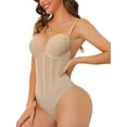 thumbnail image 4 of Allegra K Women's Mesh Panel Leotard Jumpsuit Bodysuit Sculpting Shapewear Thong with Adjustable Straps, 4 of 4