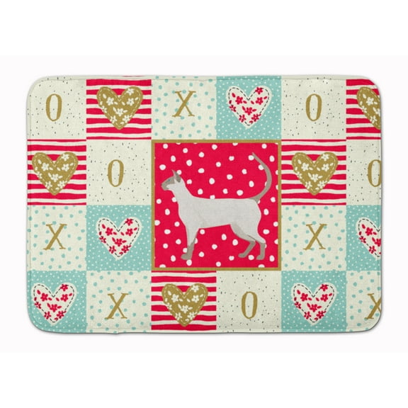 Siamese modern 1 Cat Love Machine Washable Memory Foam Mat Red