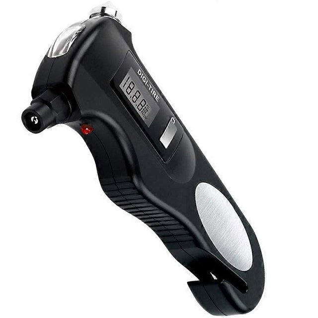 Manómetro digital de presión de neumáticos 5 en 1, 150 PSI con linterna LED multifunción, abridor de botellas para color negro y plateado
