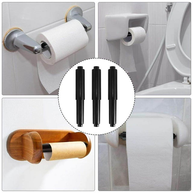 3Pcs Paper Holder Stretchable Plastic Install Toilet Holder Insert Bathroom Black Insert Spindle Flexible Easy Install Replacement Hotel Shopping Mall