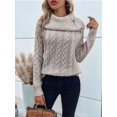 thumbnail image 2 of Women'S Pullover Sweater Pile Collar Knit Raglan Sleeve Sweater Khaki M, 2 of 8