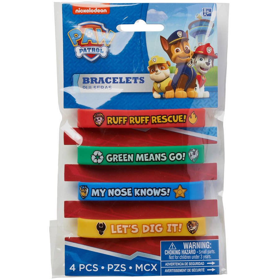 PAW Patrol Rubber Bracelets, 4 Count, Party Supplies