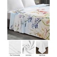 thumbnail image 6 of Spring Floral Full Size Flat Sheet, Wrinkleproof & Fadeproof Cooling Flat Bed Sheet Only, Hummingbird Summer Botanical Watercolor Breathable Soft Bedding Top Sheets 81 x 96 Inches, 6 of 8