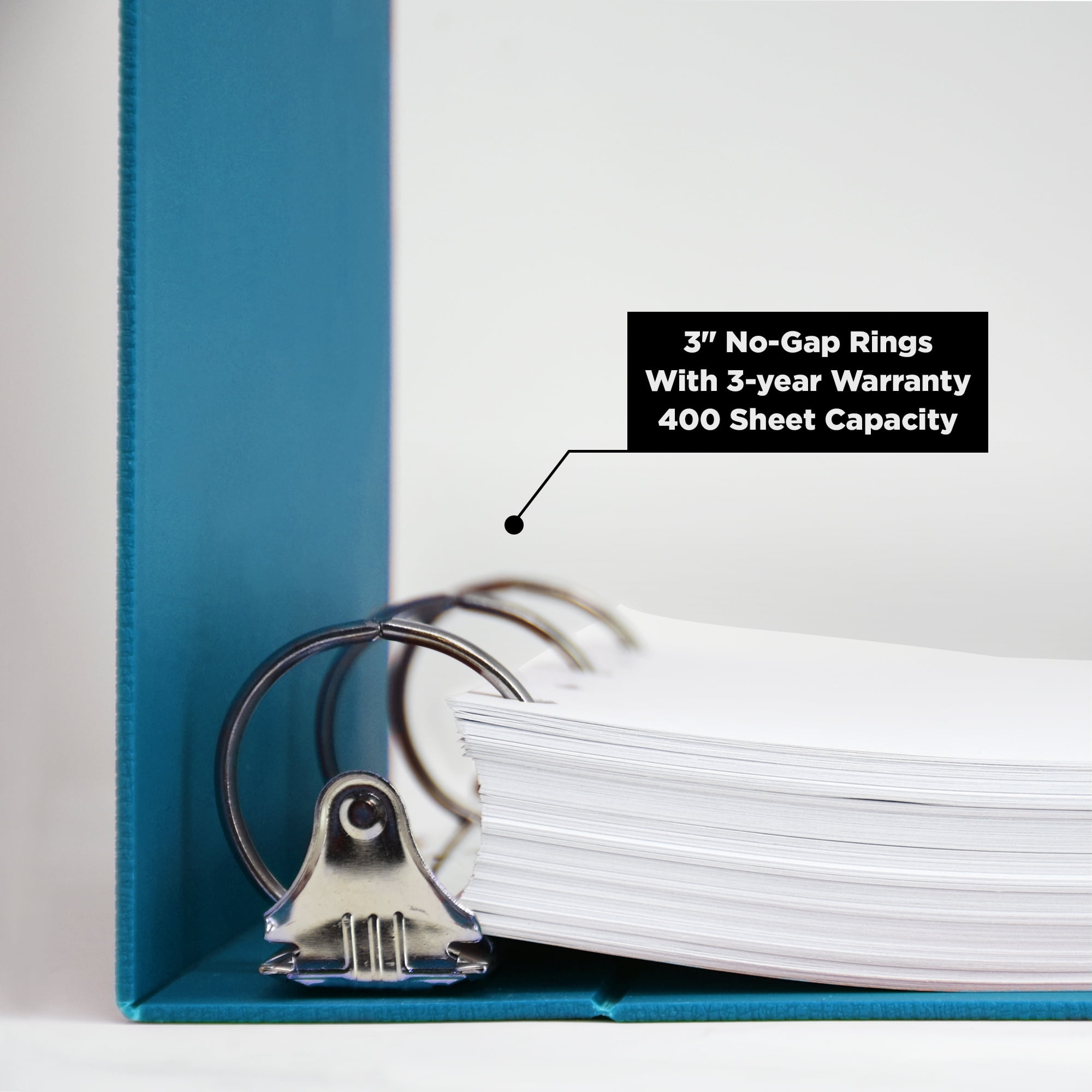 Carstens 3-Inch Heavy Duty 3-Ring Binder - Top Opening, Pool Blue