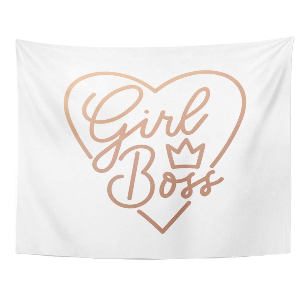 ZEALGNED Babe Girl Boss Quote Handdrawn Lettering Crown and Rose Gold