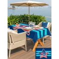 thumbnail image 5 of Outdoor Tablecloth with Umbrella Hole for Patio/Picnic/Party/Camping, Patriotic USA Flag Waterproof Table Cloth Rectangle Table Cover Washable, Independence Day Firework Blue Striped (60"x 84"), 5 of 9