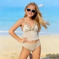 thumbnail image 4 of Tfken Swimsuit Set Outfits For Teen Girls Summer Swim Beach 2 Piece Swimming Bikini Vest With Trunks Set Quick Dry Swimwear Chlid Breathable Bathing Suits Size 10-11 Years Beige, 4 of 6