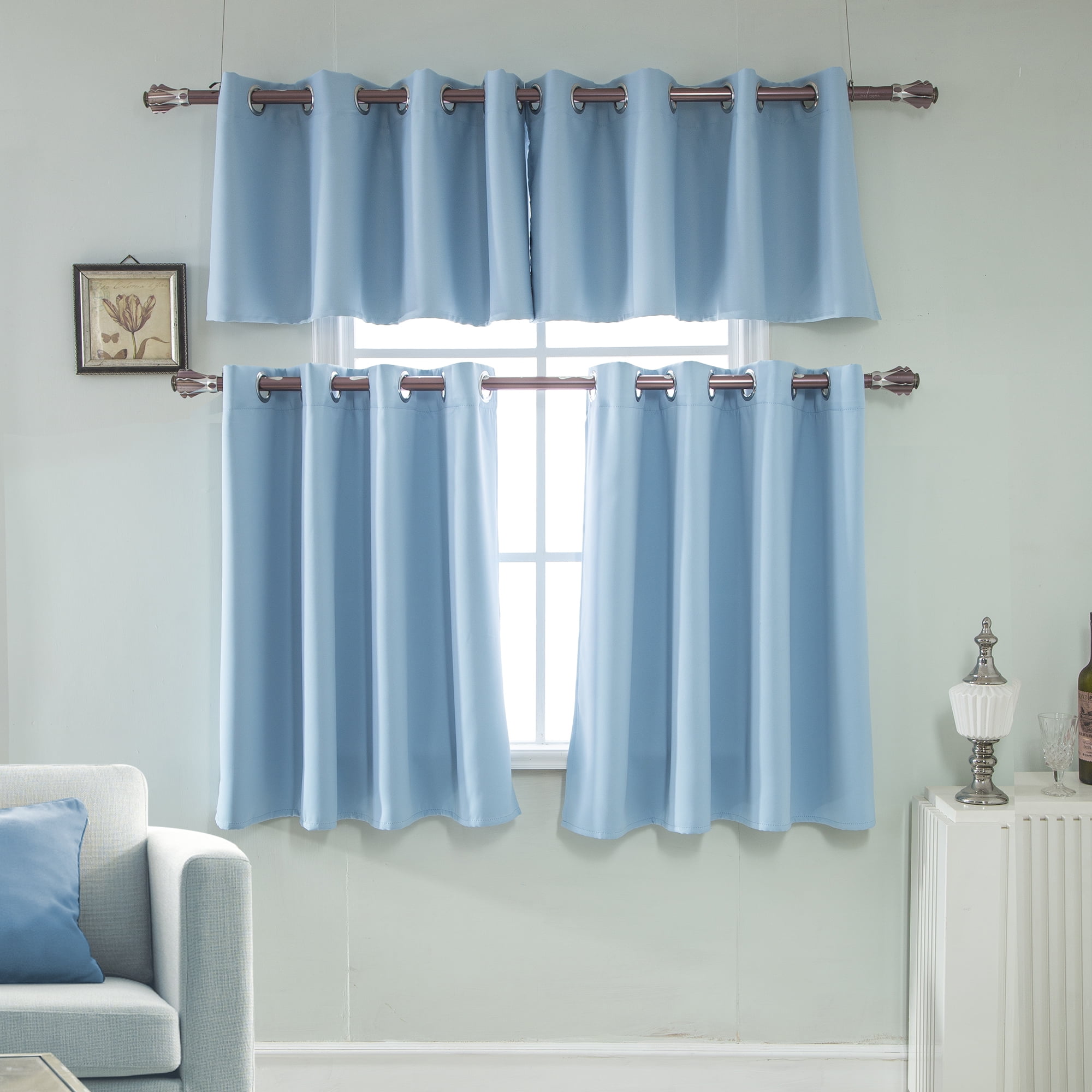 Solid Blackout Window Kitchen Cafe Curtain Valance Energy Efficient