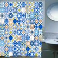 thumbnail image 4 of Cortina De De 180 * 180 Ganchos Cortina De Baño Patrones Modernos Múltiples, , Camuflaje, Estrella, Mármol, Mosaico, Cuadrícu Cuadrícula azul Baoblaze Cortina de baño impermeable, 4 of 8
