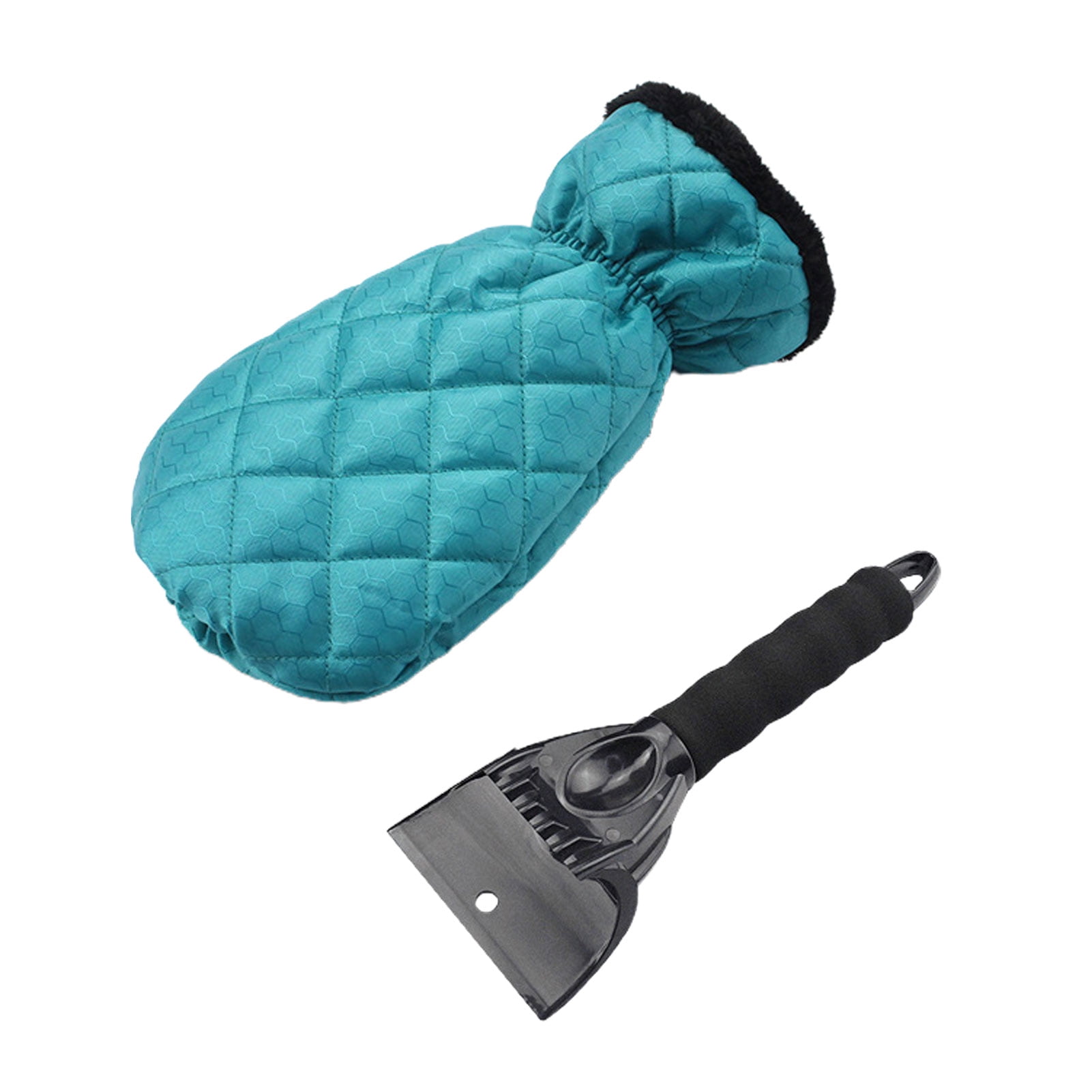 Car Ice Scraper Windscreen Window Snow Frost Winter Fleece Lined Blue Mitt Glove 