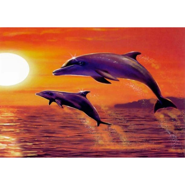Taladro Pintura Diamante (DE3955) 5D DIY Delfín Completo Punto de Cruz Mosaico Craft Kits 40x50cm FLhrweasw Nuevo