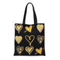 thumbnail image 1 of NUDECOR Canvas Tote Bag Golden Gold Hearts Pattern on Love Reusable Handbag Shoulder Grocery Shopping Bags, 1 of 1