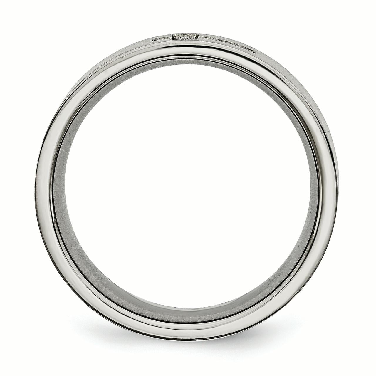 Diamond Cross Flat Band Ring 8 to 13 Size tw Saris and Things Titanium Brushed 0.07ct
