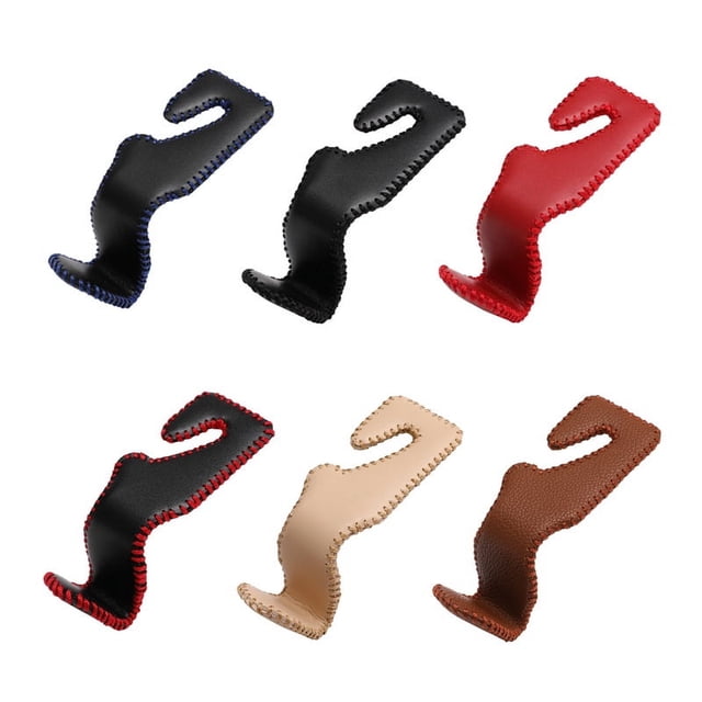 Gancho para asiento de coche, multifuncional, de acero inoxidable, con forma de cuero, cosido a mano