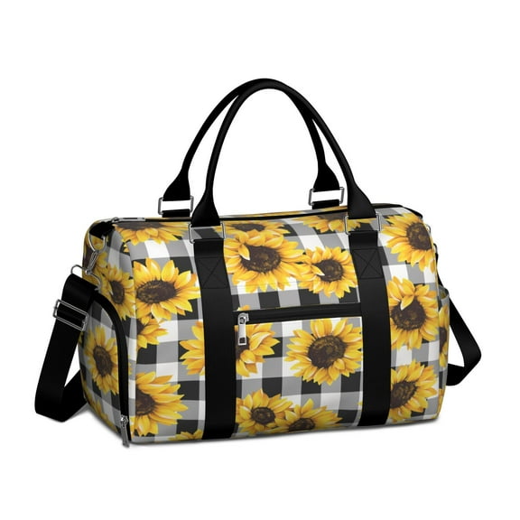Sunflowers Womens Gym Tote Duffle Bag with Wet Pocket & Shoe Compartment, Floral Travel Duffel Bag Overnight Weekender Hospital Tote Girls Workout Carry on Bag with Luggage Sleeve