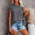 thumbnail image 6 of Jzuxvd Women's Casual Cap Sleeve V Neck T Shirts Basic Summer Tops Loose Solid Color Blouse Dark Gray XXL, 6 of 7