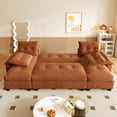 thumbnail image 5 of 104.7'' Futon Sofa Bed Full, Oversized Folding Sleeper Sofa Bed, Convertible U-Shaped Double Chaise, USB, Type-C, Adjustable Backrest, Chenille Futon Couches for Living Room, Bedroom, Orange, 5 of 12