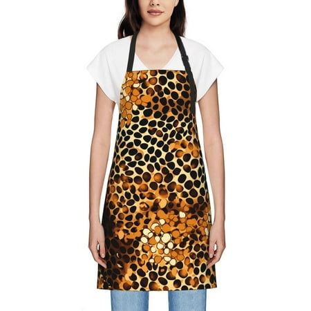 

Women S Waterproof Apron Dirt Resistant And Wear-Resistant Adjustable Apron Suitable For Cooking Flower Arrangement Painting Housework Leopard Gradient Glitter Purple Yellow