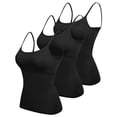 thumbnail image 2 of Vinsonshop 3 Pack Womens Tank Tops Built in Bra Cotton Tank Top Women Cami Top Shelf Bra Camisole with Built in Bra Casual Basic Women's Summer Outfits Black L, 2 of 6