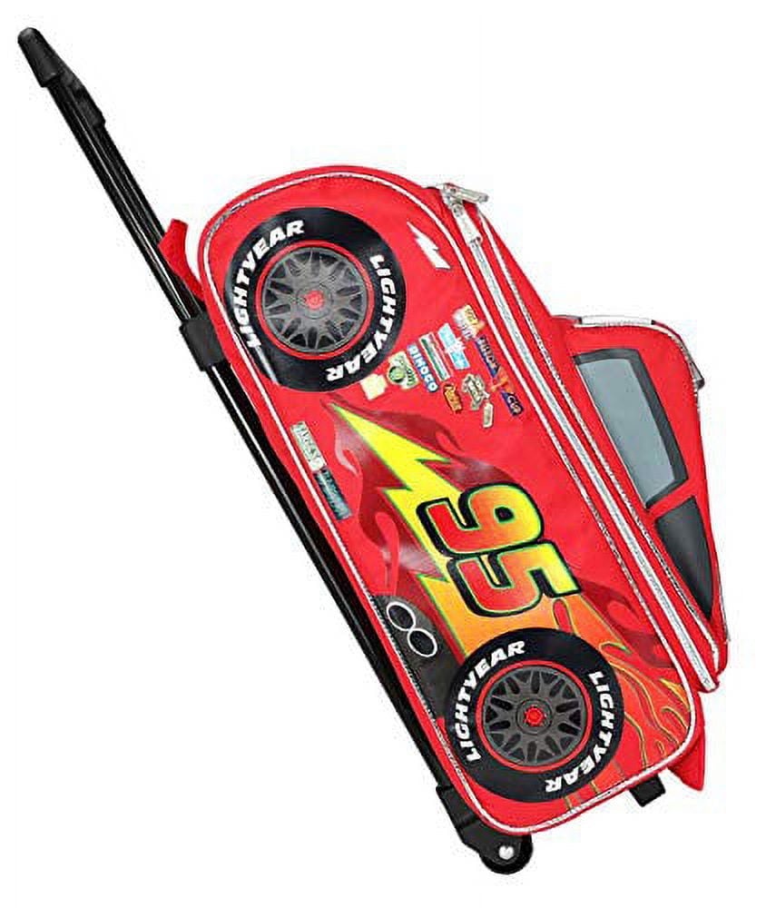 Large Rolling Backpack - Disney - Cars Lightning Mcqueen Shape 16" New 002497
