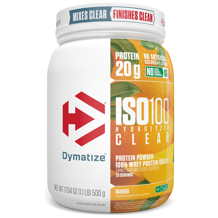 NEW! Dymatize Iso100 Clear 100% Whey Isolate Protein Powder, Mango, 20g