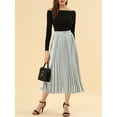 thumbnail image 6 of INSPIRE CHIC Women's Skirts Metallic Elastic Waist Midi Pleated Party Skirt XS Silver Tone, 6 of 9