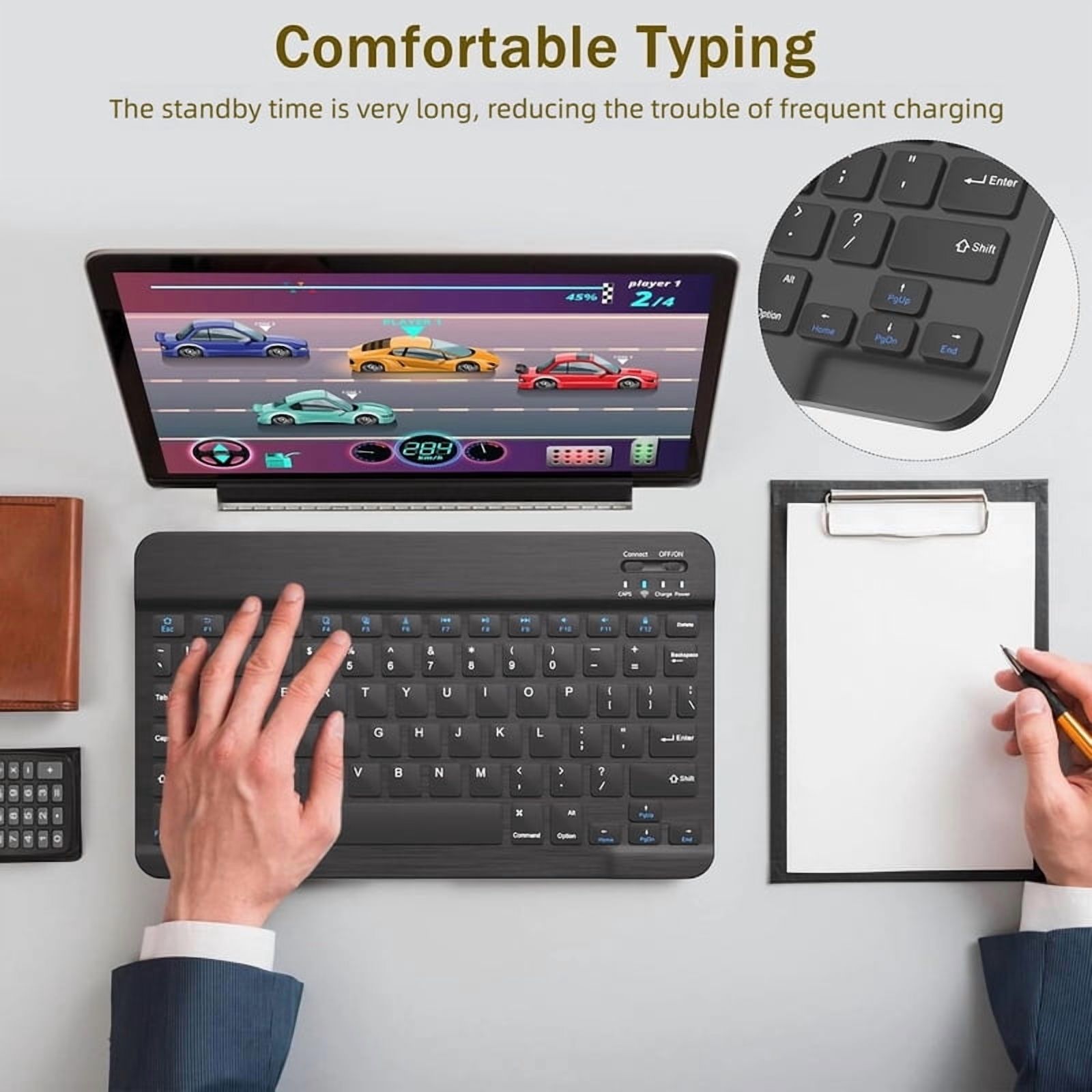 Mini Bluetooth-compatible Keyboard Wireless Keyboard Rechargeable 10 inch 78-Key For Phone Tablet Laptop For Android iOS Windows