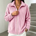 thumbnail image 6 of Brnmyaeo Womens Fuzzy Fleece Jacket Warm Loose Zip Up Lapel Neck Cozy Coat Casual Long Sleeve Ribbed Fleecy Fall Winter Trendy Outwear, 6 of 7