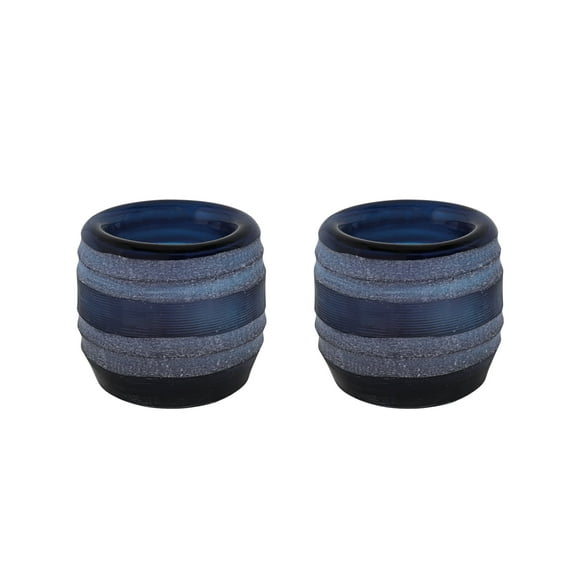 Aspen Creative 16007-2 Blue Glass Votive Candle Holder 3-1/2" Diameter x 3-1/2" Height, 2 Pack