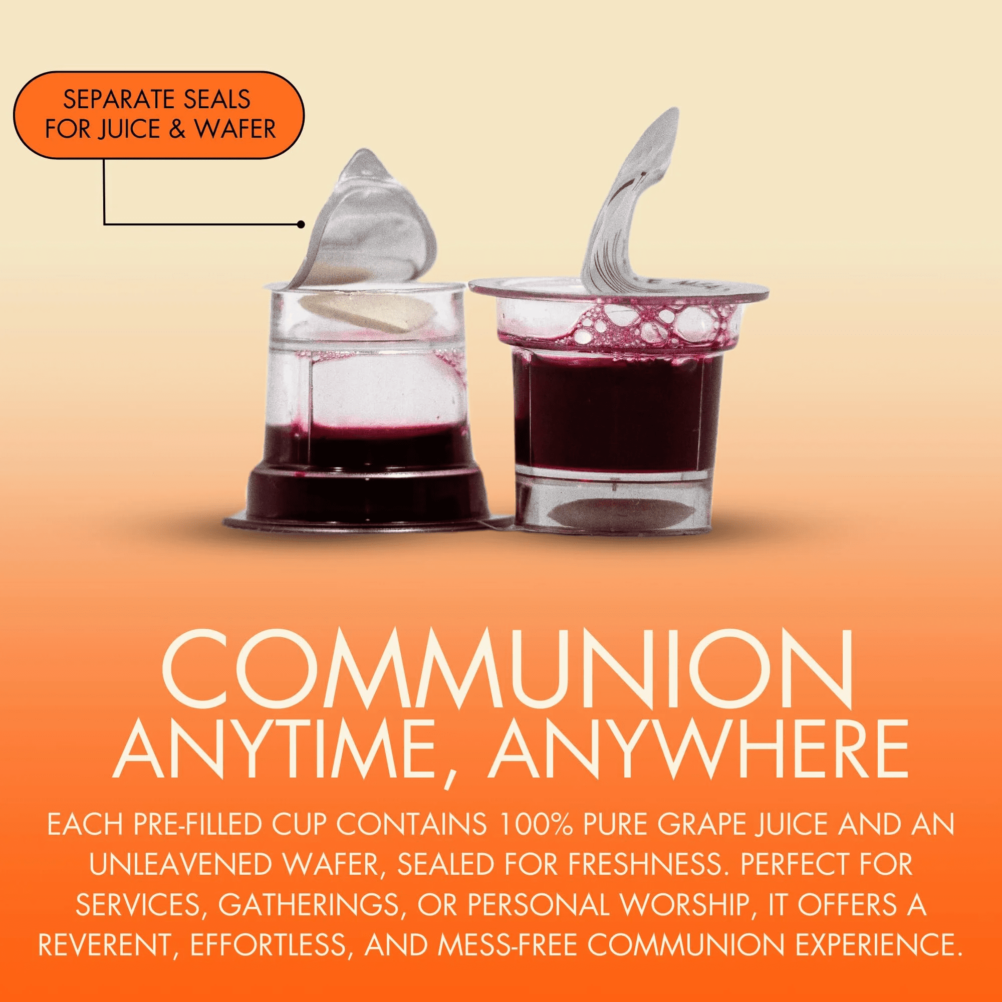 The Miracle Meal Communion Plus Gluten Free Wafer & Grape Juice, Box of 100 cups