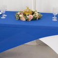 thumbnail image 4 of BalsaCircle Royal Blue and White 6 feet Cross Over Fitted Spandex Tablecloth Rectangular Table Cover Party Wedding Linens Reception Catering Event Decorations, 4 of 8
