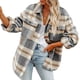 thumbnail image 4 of Chaqueta con botones a cuadros para mujer, chaqueta informal de manga larga con cuello de solapa, blusa de gran tamaño, 4 of 7