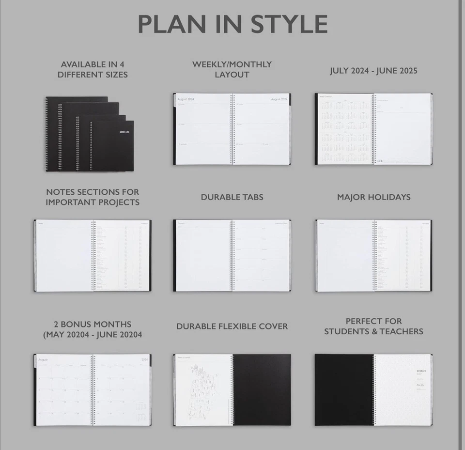 Blue Sky 2024-2025 Academic Year Weekly And Monthly Planner, 8.5" X 11", Flexibl