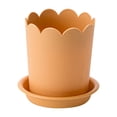 thumbnail image 2 of Fasiaou 5 inch Plastic Flower Pots for Indoor Plants,1 Pack Outdoor Planter Pot with Drainage Holes & Saucers，Modern Art Design，for Indoor Outdoor Garden Plants（Orange）, 2 of 7