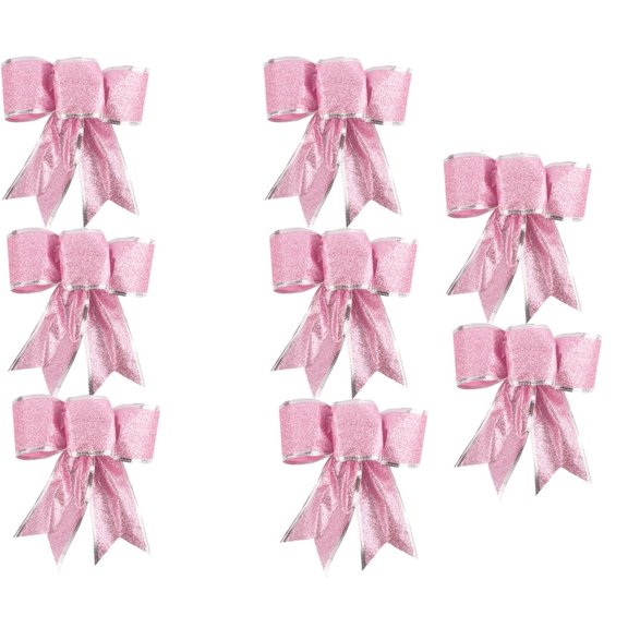 8 Pcs Glitter Christmas Wreath Bow Christmas Tree Ornaments Bows for Christmas Party Decor