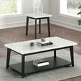 thumbnail image 2 of Furniture of America Dorth Marble Top 1-Shelf Rectangle Coffee Table with Casters, White and Black, 2 of 7