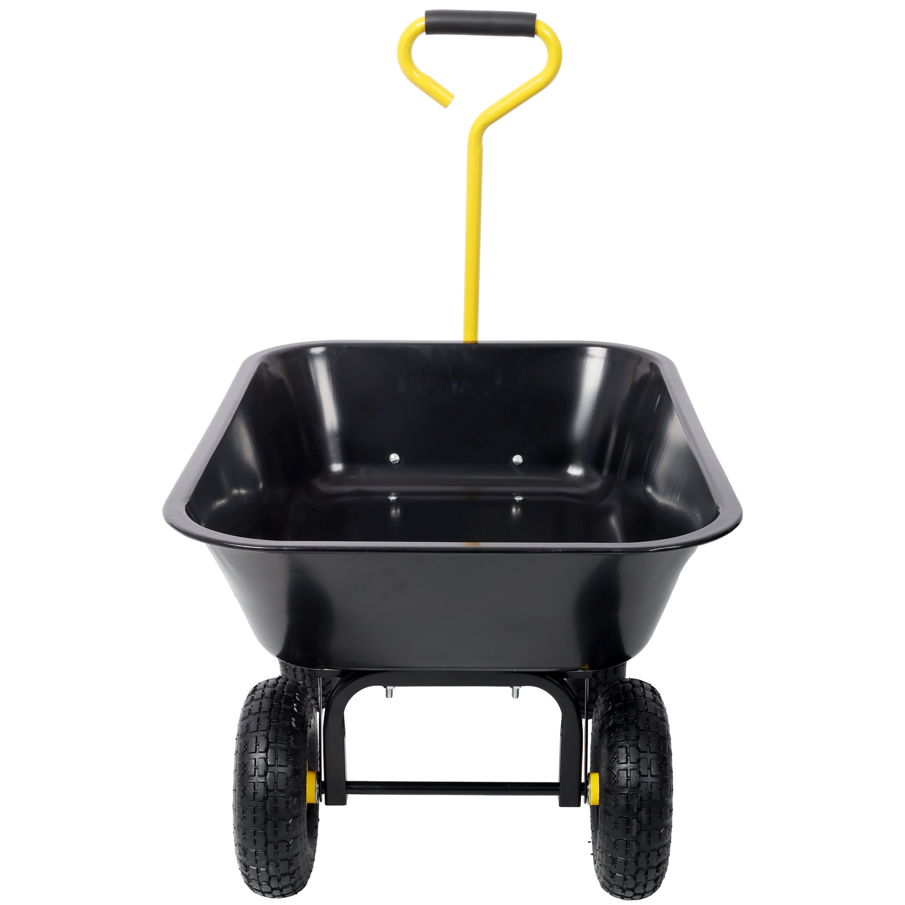 Metal Dumping Cart, 600lb Garden Cart Utility Yard Cart, Black Metal Large Bed,10 Inch Tires, for Lawn, Gardening, Construction