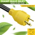 thumbnail image 3 of Leisure Cords 3-Prong 15 Feet 30 Amp Generator Cord, 10 Gauge Heavy Duty L5-30 Male Generator Power Cord Up to 3750W (15-Feet), 3 of 12