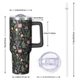 thumbnail image 2 of 40oz Pioneer Flower Floral Print Pattern Insulated Tumbler with Handle, BPA-Free Leak Proof Lid and Straws, Double Wall Vacuum, Hot 12h/Cold 34h, 2 of 6
