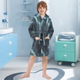 thumbnail image 5 of FORMRS Niños Bathrobe Unisex Hooded Robe Soft Plush Pajamas Sleepwear, Size 2-3T, Lightning Pattern, 5 of 7