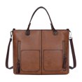 thumbnail image 4 of Mujeres Vintage Invierno Cremallera Bolsillo con remaches Bolsos de hombro individuales (Marrón claro)-164048.01 Likrtyny Para estrenar, 4 of 7