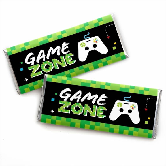 Big Dot of Happiness Video Game - Candy Bar Wrapper Pixel Game Zone Party or Birthday Party Favors - Set of 24