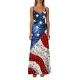thumbnail image 3 of Womens Sleeveless Spaghetti Straps Maxi Dress Stars Stripes 4th of July Patriotic Sundress Summer Dresses, 3 of 6