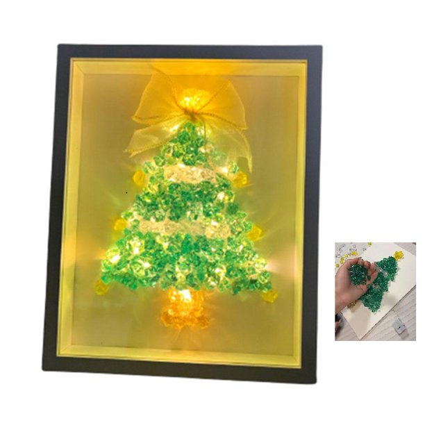 EZLIFE Marco de fotos de cristal para árbol de Navidad hecho a mano, regalo de Año Nuevo y Navidad K V0C3
