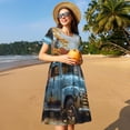 thumbnail image 4 of Disketp Rustic Vintage Truck Autumn para Vestido de Manga Corta para Mujeres, Vestidos de Verano para Mujeres, Casual y Holgado para la Playa, 4 of 6