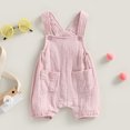 thumbnail image 2 of Gupgi Suspender Jumpsuit for Baby Boy Girl Summer Solid Color Sleeveless Loose Short Romper with Pockets, 2 of 9