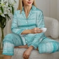 thumbnail image 6 of Salouo Teal Turquoise Wood Pattern Women's Pajamas Set Long Sleeve Button Down Sleepwear Soft Pj Lounge Sets for women 2 Piece Pjs Set with Long Pants-XX-Large, 6 of 7
