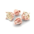 thumbnail image 2 of 2 ct Screw-Back Stud Earrings for Women | 6.5mm Round Cut Natural Morganite | 18K Rose Gold, 2 of 5