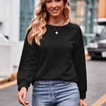 thumbnail image 6 of WREESH Womens Fashion Tunic Tops Loose Casual Solid Color Long Sleeve Round-Neck Blouses & Shirts Pullover Black, 6 of 9